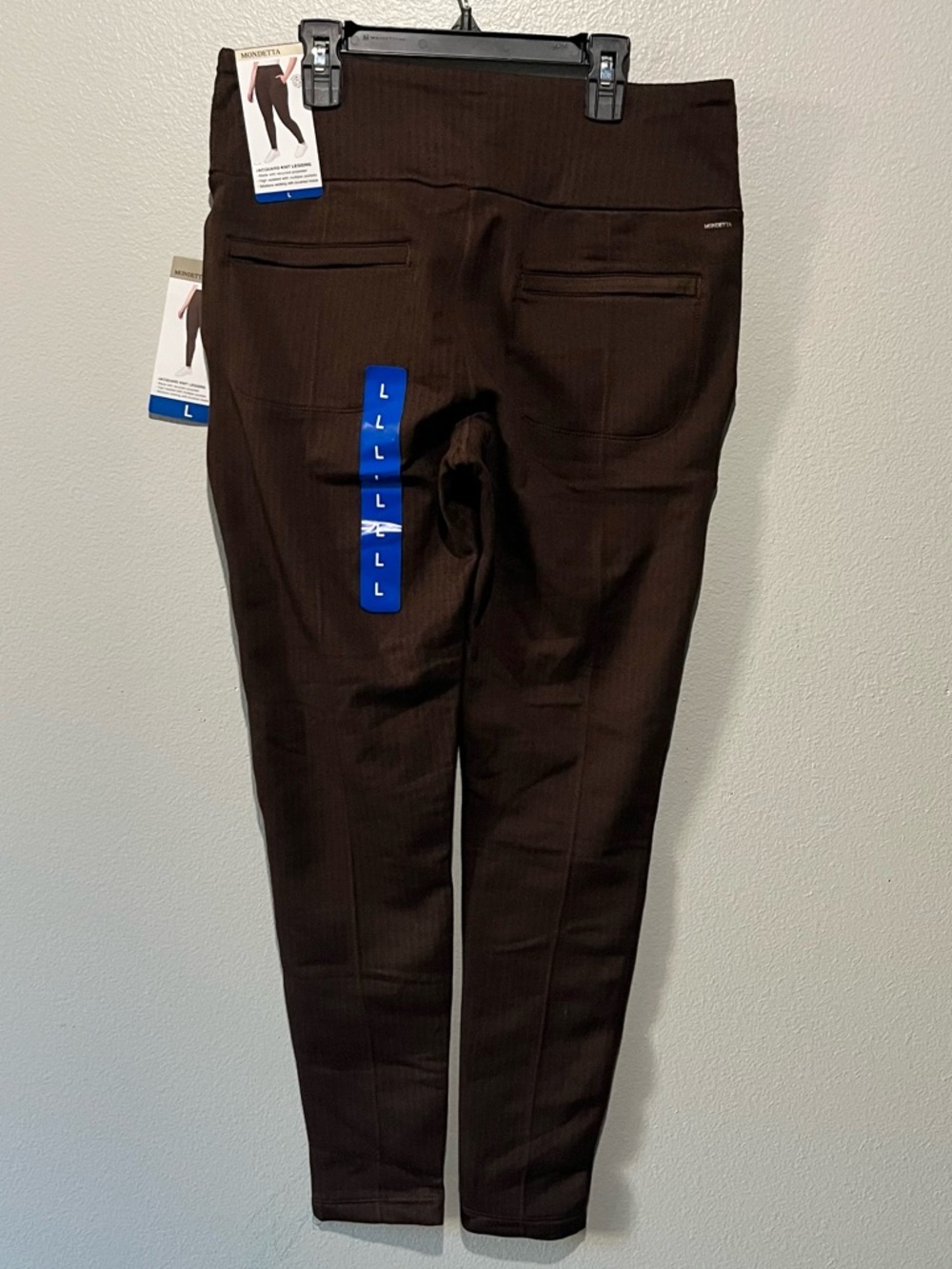 MONDETTA BUNDLE NEW 2 Jacquard knit Navy blue and Brown Leggings Size L - Picture 2 of 7